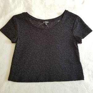 Express Floral Jacquard Black Cropped Top XS